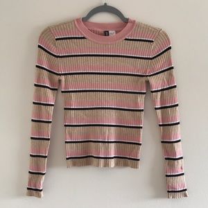Divided by H&M Y2K Long-Sleeve Striped Ribbed Knit Top